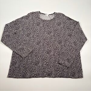 J. Jill Women's Gray‎ Knit Leopard Top Size XL